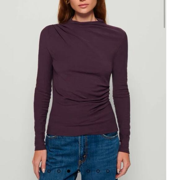 NATION LTD. Charlotte Long Sleeve Mock Neck Long Sleeve Shirt Fig Jam - Picture 1 of 10